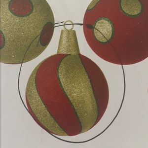 Raz Christmas Flocked Ball Ornament red green